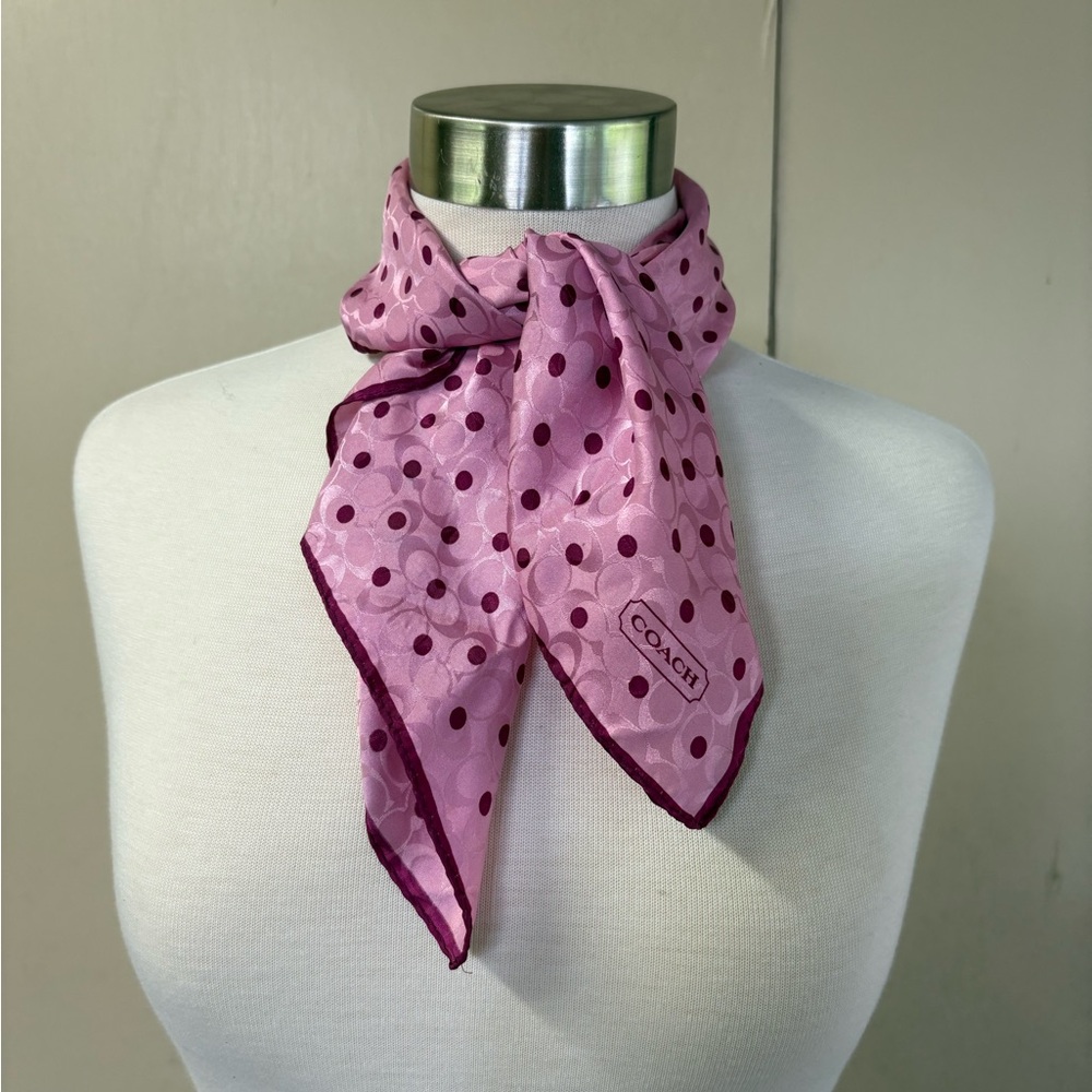 Coach Pink Polka Dot Scarf